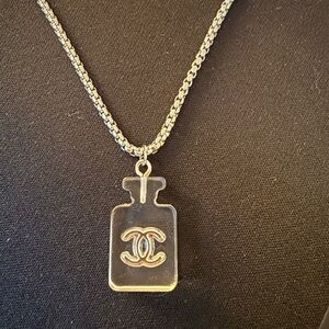Clear Perfume Bottle Pendant Necklace